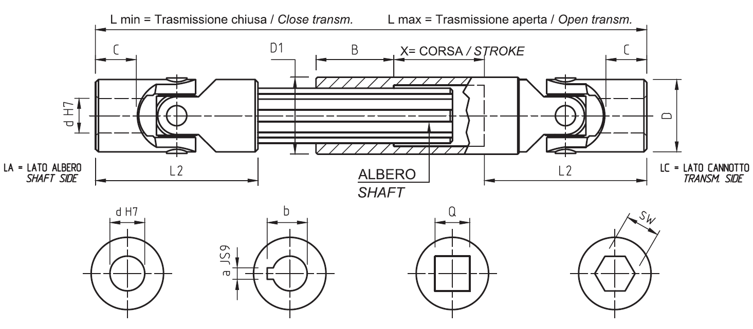 Technical Design Extensible Transmission in Stainless Steel XA Series